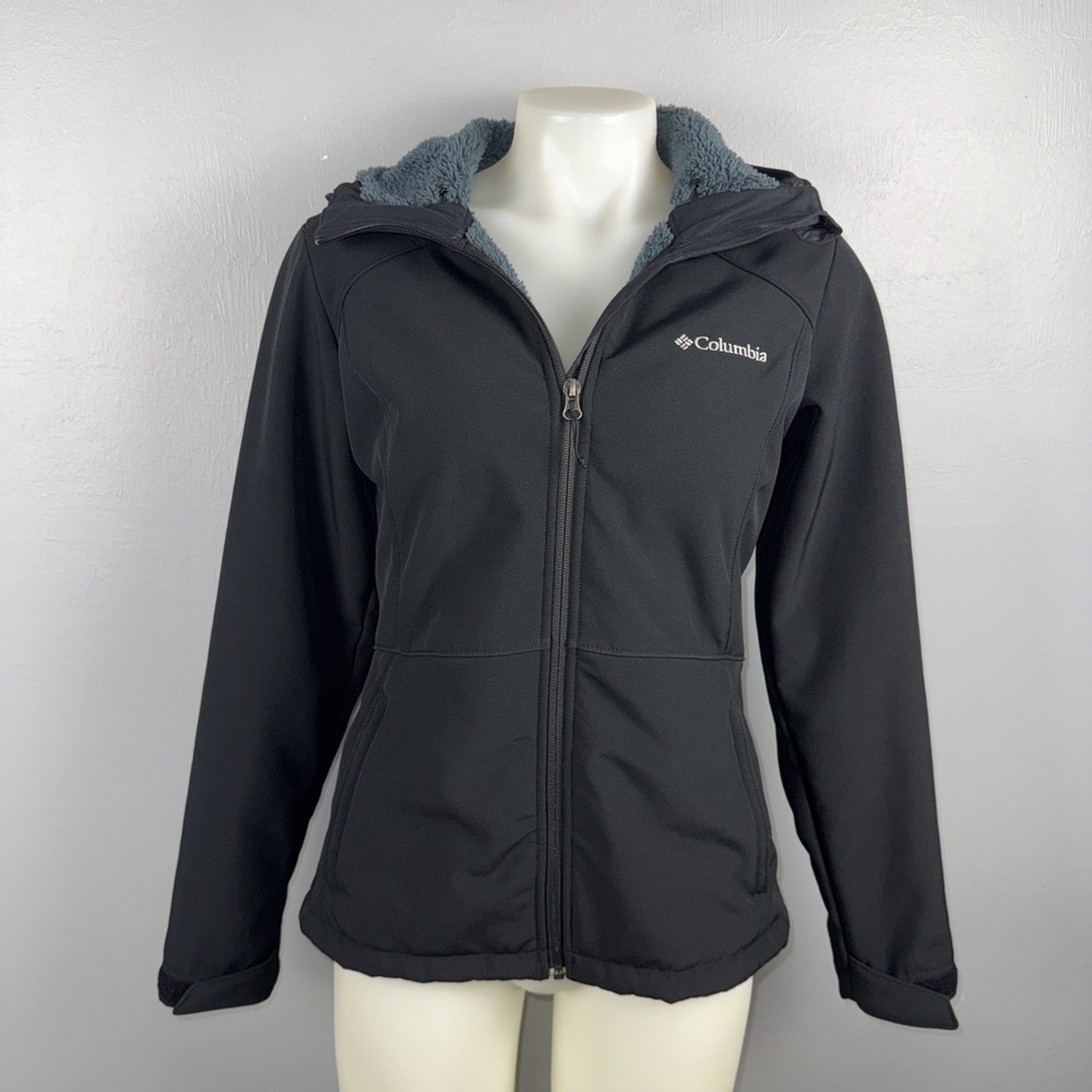 Columbia Phurtec II Softshell Jacket Women's Small Black Omni-Wind Hooded